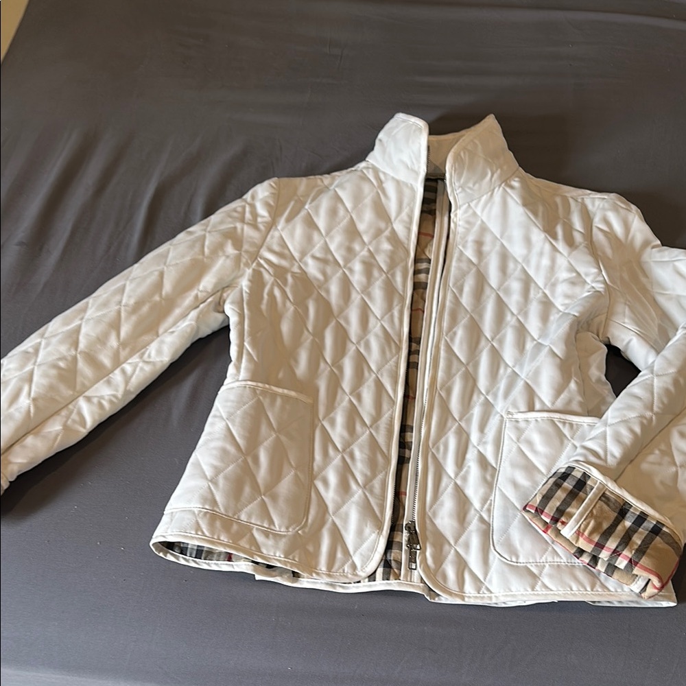 Burberry White Quilted Puffer Jacket
